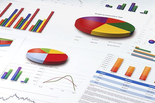 an array of graphs and charts